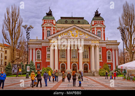 Bulgaria's National Theatre, dedicated to actor Ivan Vazov, at City Gardens, Sofia city centre, Bulgaria. Stock Photo