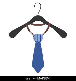 Clothes Hanger with tie icon and sign. Flat Vector Illustration. Stock Vector