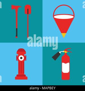 Firefighter icon set. Elements of the fire departament equipment icons ...