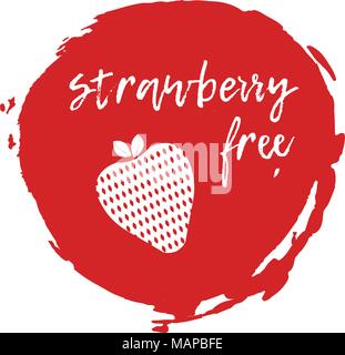 Strawberry Free Label. Food intolerance symbols. Vector illustration. Stock Vector