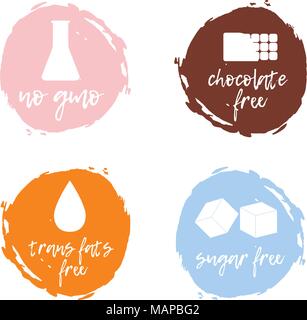 Set of food labels - healthy food. Food intolerance symbols collection. Vector illustration. Stock Vector
