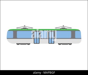 Tram flat icon and logo. Cartoon Vector illustration. Stock Vector