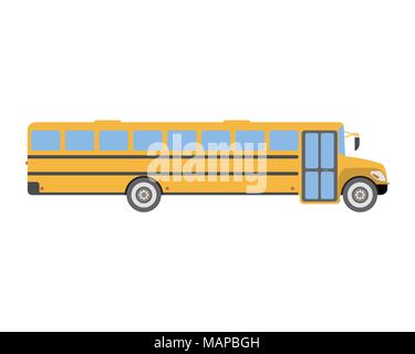 School Bus flat icon and logo. Cartoon Vector illustration. Stock Vector