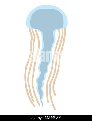 Jellyfish flat icon. Cartoon Vector illustration. Stock Vector