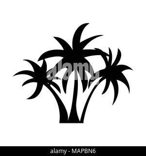 Palms flat icon set. Silhuette Vector illustration. Stock Vector