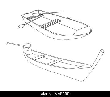 Speedboat and Pirogue flat icon. Outline Vector Illustration Stock ...