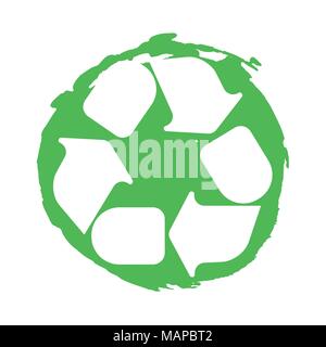 Recycling symbol white on green. Vector illustration. Stock Vector