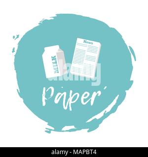 Recycling waste sorting icon - paper. Vector illustration. Stock Vector