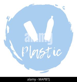 Recycling waste sorting icon - plastic. Vector illustration. Stock Vector