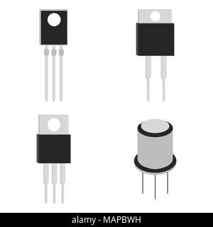 Set of Transistor cartoon icon. Vector illustration. Stock Vector