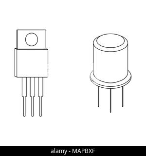Transistor outline icons. Vector illustration. Stock Vector