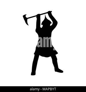 Warrior Silhouette on white background. Isolated Vector illustration. Stock Vector