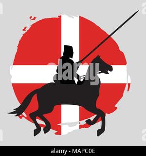 England Knight Warrior Silhouette on white background. Isolated Vector illustration. Stock Vector