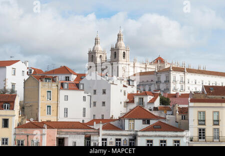 The historic Alfama neighbourhood district in the centre of Lisbon, Portugal. Stock Photo