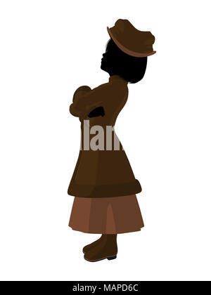 Victorian girl silhouette on a white background Stock Photo