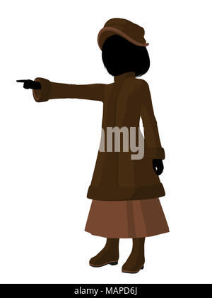 Victorian girl silhouette on a white background Stock Photo