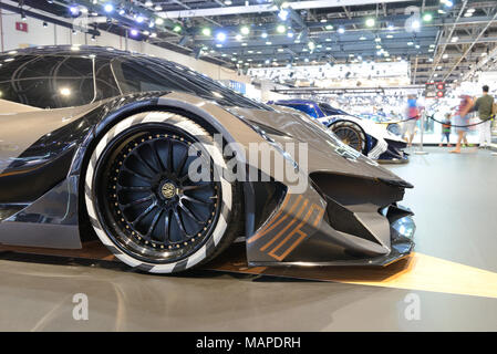 DUBAI, UAE - NOVEMBER 17: The Devel Sixteen supercar is on Dubai Motor Show 2017 on November 17, 2017 Stock Photo