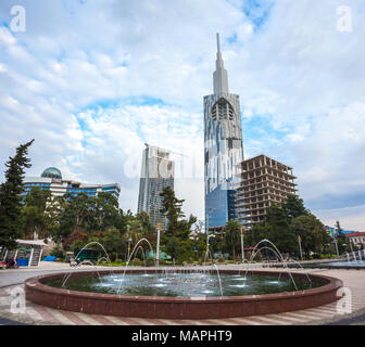 Batumi Technological University Tower on November 5, 2016 in Batumi. It is the first ever skyscraper in the world with an integrated Ferris wheel. Stock Photo