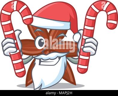 Santa with candy anise mascot cartoon style Stock Vector