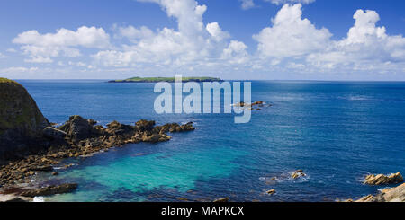 Renny Slip St Martins Haven Nr Marloes Pembrokeshire Wales looking towards Skomer Island Stock Photo