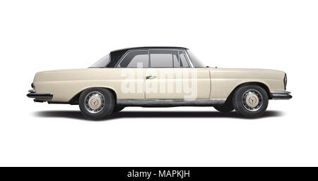 Mercedes-Benz, Classic German premium car side view isolated on white Stock Photo