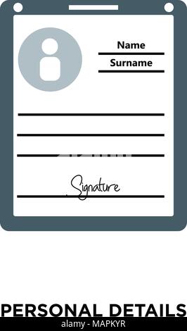 personal details icon isolated on white background for your web, mobile and app design Stock Vector