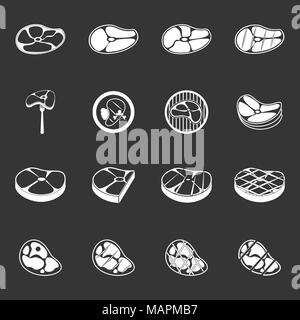 Steak icons set grey vector Stock Vector
