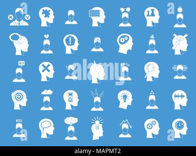 Human idea icon blue set vector Stock Vector