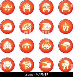 Helmet icons set red vector Stock Vector