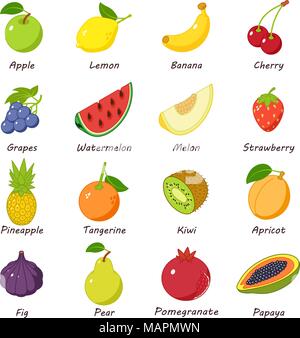 Fruit food icons set, isometric style Stock Vector