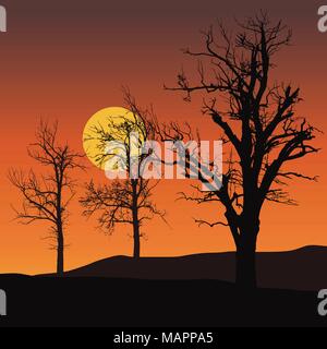 Dry Dried Dead Tree Black Silhouette Stock Vector Image & Art - Alamy