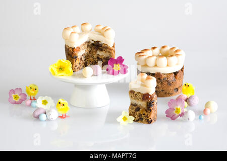 Homebaked mini simnel cakes. Stock Photo