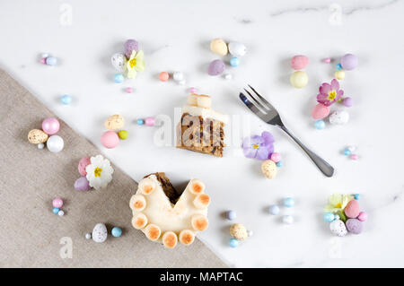 Homebaked mini simnel cakes. Stock Photo
