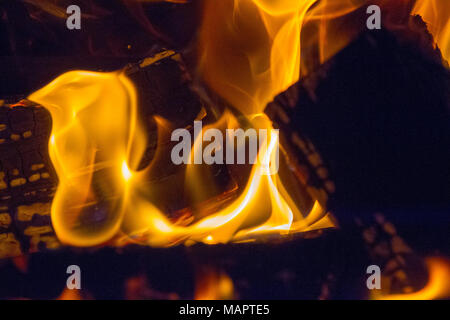 Logs burning in a log fire Stock Photo