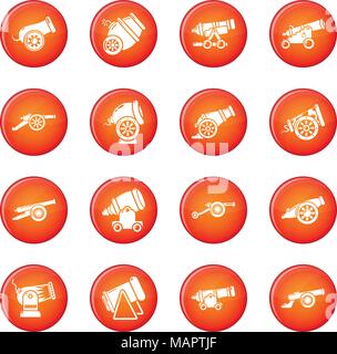 Cannon retro icons set red vector Stock Vector