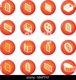 Window forms icons set red vector Stock Vector