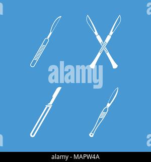 Scalpel icon blue set vector Stock Vector