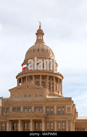 Texas State Capitol building, and Texas flag,  Austin, Texas USA Stock Photo