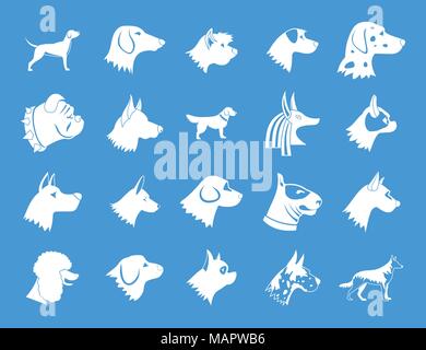 Dog icon blue set vector Stock Vector