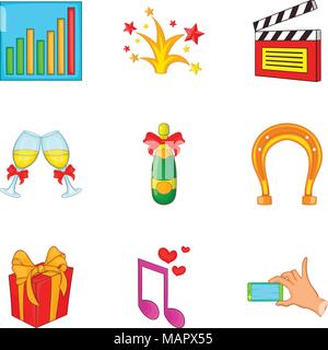 Providing icons set, cartoon style Stock Vector