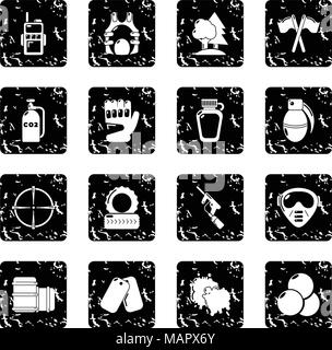 Paintball icons set grunge vector Stock Vector