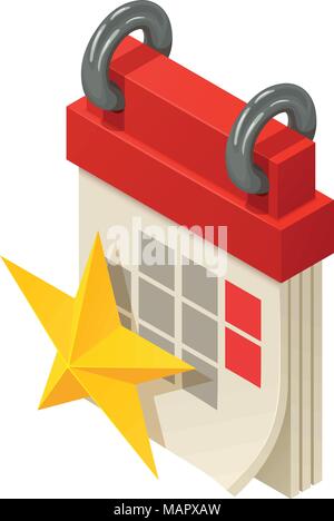 Star calendar icon, isometric style Stock Vector