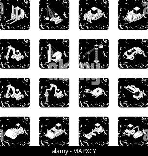 Building materials icons set grunge vector Stock Vector