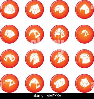 Tent forms icons set red vector Stock Vector