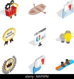 Advance icons set, isometric style Stock Vector