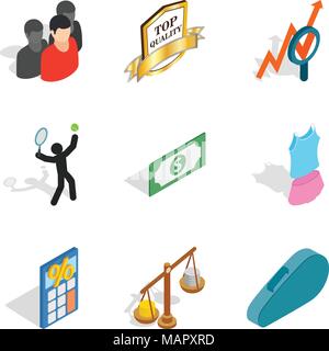 Nomination icons set, isometric style Stock Vector