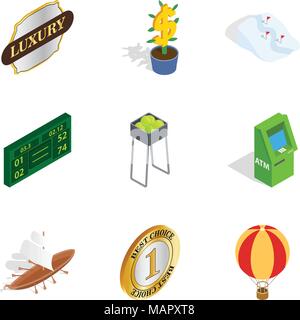 Earn icons set, isometric style Stock Vector