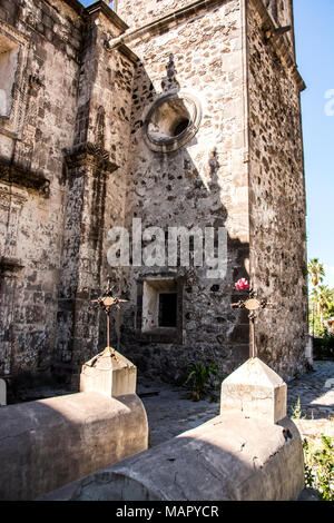 The facade of an unknown mission, Baja California Sur, Mexico. Stock Photo