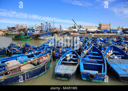 Skala du Port, fishing boats and Harbor, Essaouira, Morocco, Atlantic Coast, North Africa, Africa Stock Photo