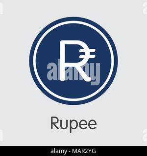 Rupee Cryptocurrency Coin. Vector Sign Icon of RUP. Stock Vector